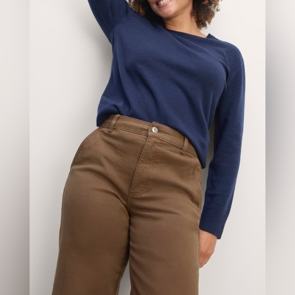 Everlane The Utility kick-out organic cotton high rise brown women’s size 8 - Picture 4 of 16